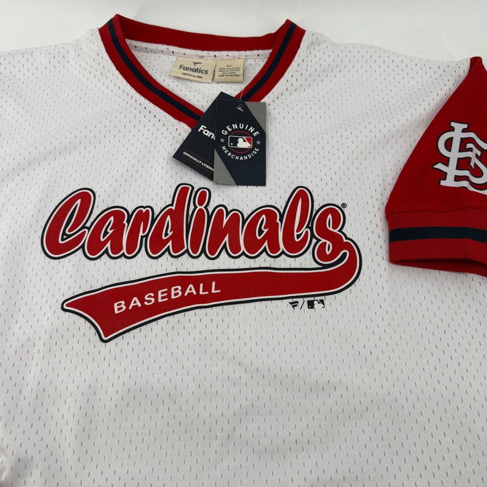 Fanatics‎ Baseball Jersey Mens XLT White St. Louis Cardinals Mesh V-Neck Logo